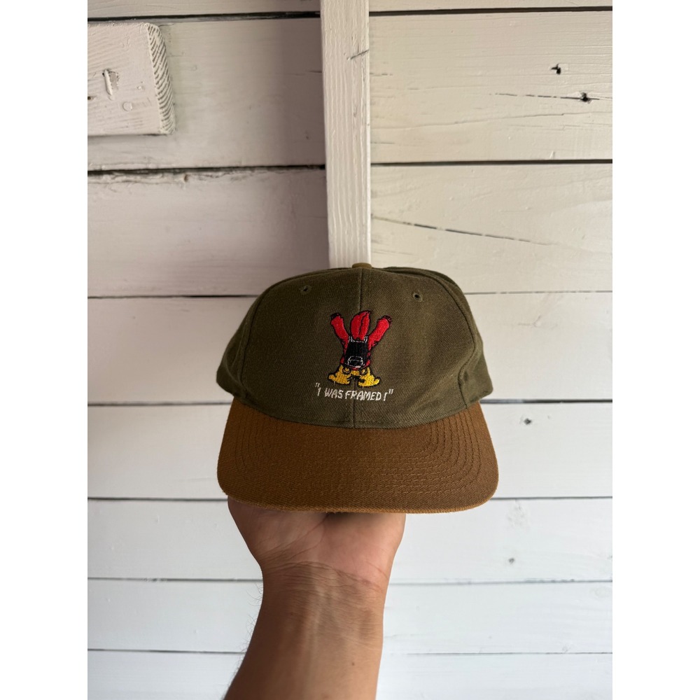 Vintage Otto I Was Framed Snapback Hat Olive Green Brown Two Tone Cap Mens